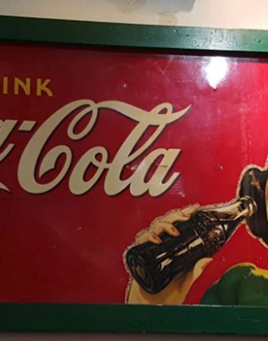 #V03: 1940's Coca Cola Advertising Sign - Framed original