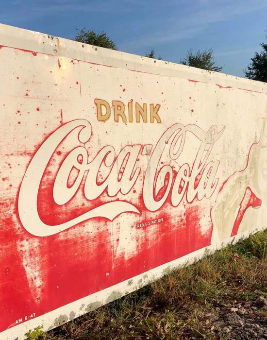 #V03: 1940's Coca Cola Advertising Sign - Side