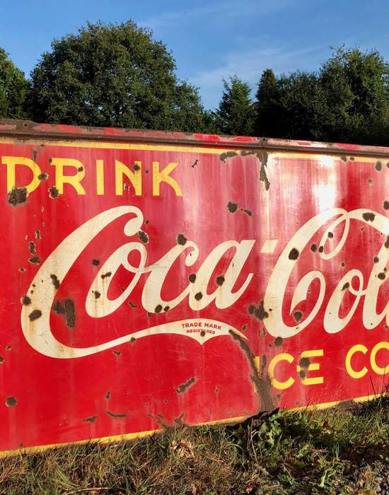 #V04: 1950's Coca Cola Advertising Sign - Side