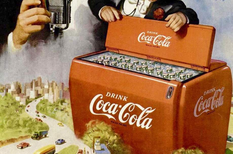 Old advert for 1950s chest fridge